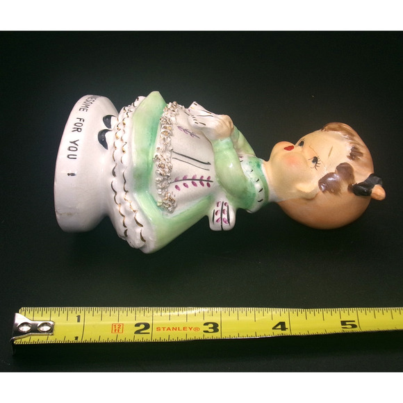 Vintage Ucagco Girl Green Dress “Lonsome for You" Valentine Figurine Japan RARE - Picture 13 of 14